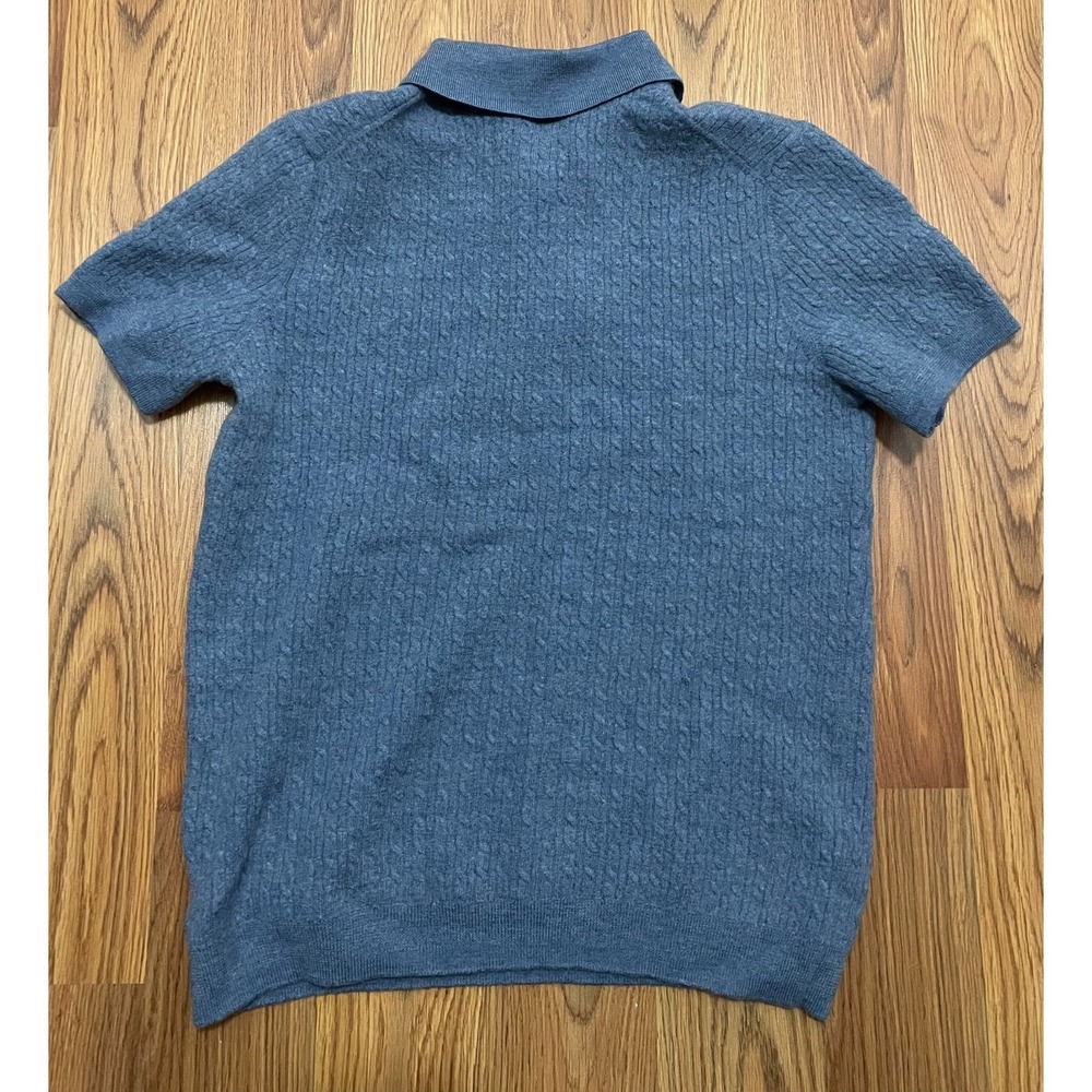 Grayson & Dunn Polo Mens Small Merino Wool Textured Knit Blue Slim Fit - Picture 9 of 9